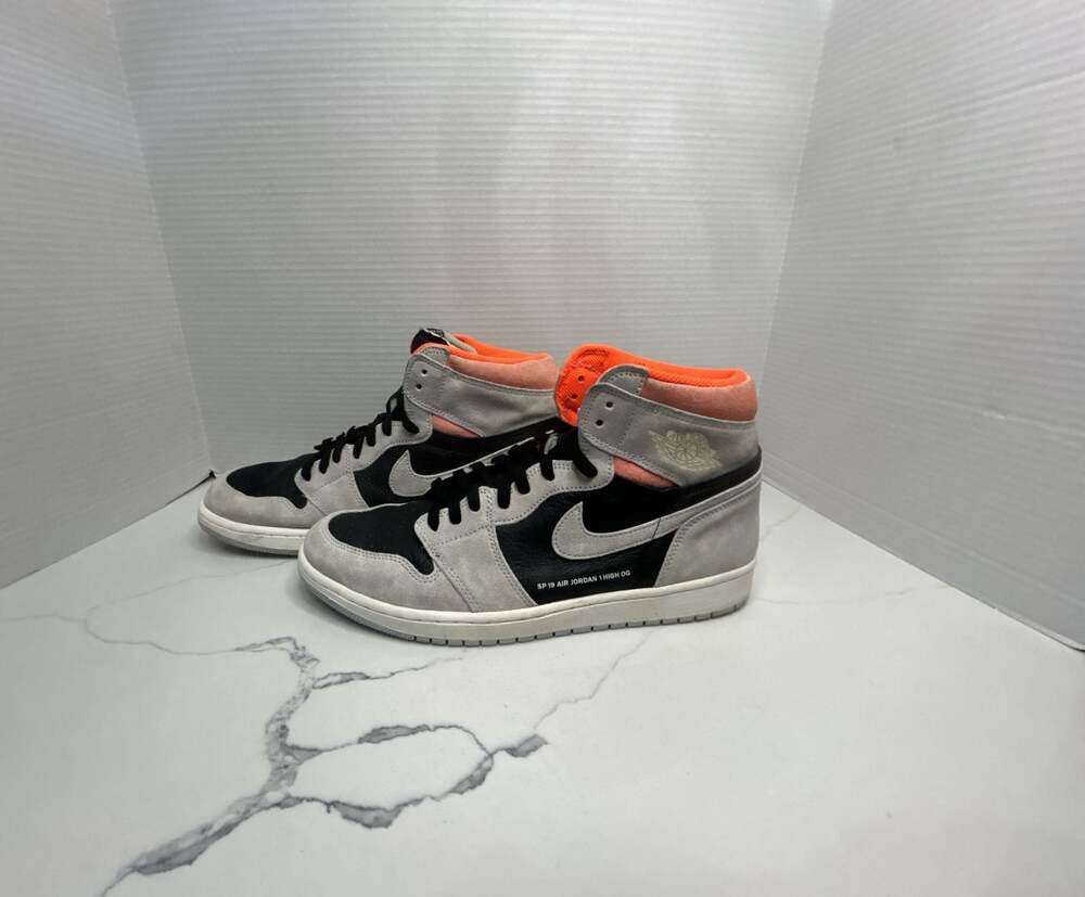 Nike Air Jordan 1 High OG Neutral Grey Hyper Crimson Size 13 - Picture 3 of 10